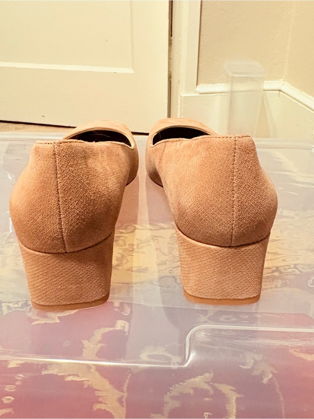 Naturalizer Classic Low Block Jayla Heel Suede Pumps in Nude Blush 9.5 wide - Picture 4 of 6
